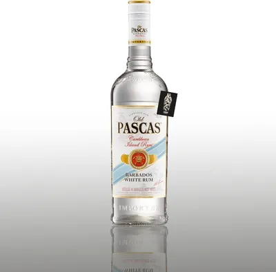Produktbild von Old Pascas white Rum 0,7l (37,5% vol.) distilled in Barbados/West Indies Caribbean Island Rum inkl. Mixcompany Postkarte- [Enthält Sulfite]
