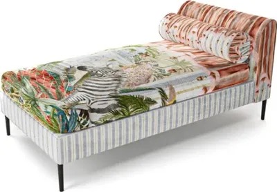 Produktbild von Casa Padrino Luxus Chaiselongue Mehrfarbig / Schwarz 84 x 164 x H. 80 cm - Wohnzimmer Liegesessel - Recamiere - Wohnzimmer Möbel - Luxus Möbel