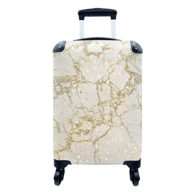 Produktbild von MuchoWow® Koffer Handgepäck Trolley Rollkoffer Kleine Reisekoffer mit 4 Rollen - Marmor - Gold - Glitter - Cabin Size < 55x40x23 cm & 55x40x20 cm - Fotokoffer - Kabinenkoffer - Boardgepäck - Reise-Box - Reisekoffer - Reisegepäck - Koffer mit Bild - Trolley für Kinder