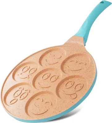 Obrázok produktu pre Joejis Panvica na palacinky s 7 jamkami Ľahká – 26,5 cm Nepríľnavý hliníkový odliatok – Indukcia – Smiley Viacúčelová panvica na palacinky a vajcia pre deti