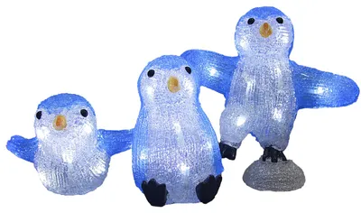 Produktbild von DEUBA® Weihnachtsdeko LED Acryl Figuren 3X Pinguine Innen Außen beleuchtet Weihnachten Deko Weihnachtsfiguren Figuren Weihnachtsbeleuchtung Kaltweiß