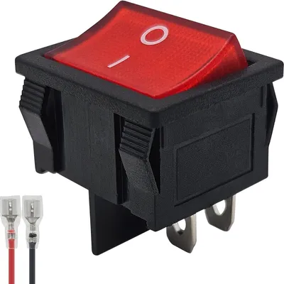 Produktbild von ProRide Wippschalter ON/OFF KCD5-202 mit Kabel, 2-polig, 250 V/6 A, Rot
