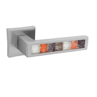Produktbild von DOMINO Türgriff Drückergarnitur | Türklinke für Zimmertür, Bürotür, Kellertür & Innentür | Türbeschläge aus Znal | Nickel/Glas Farbe | RAINBOW-QR M9 |