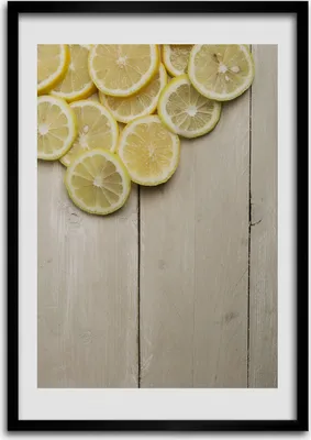 Produktbild von Bild - Bilderrahmen - Foto - 70 cm x 100 cm - MDF - Rahmen - Wandkunst - Zitronen auf dem Holz