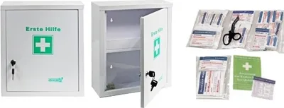 Produktbild von Erste Hilfe Schrank Metall mit Füllung DIN13157 SÖHNGEN® Betriebsverbandskasten