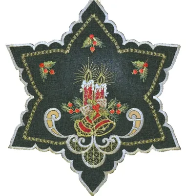 Imagen del producto de Centro de mesa "Estrella", con velas, color verde, para mantel, diámetro 30 cm