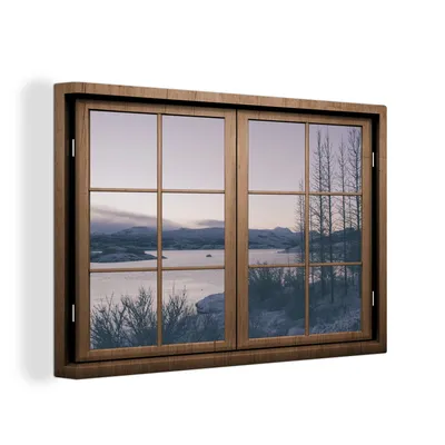 Produktbild von OneMillionCanvasses® - Leinwandbilder - 150x100 cm, Aussicht - Sonnenuntergang - Berg, Wandbilder Kunstdruck Wanddekoration