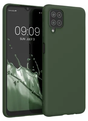 Produktbild von kwmobile Handyhülle für Samsung Galaxy A12 Hülle - TPU Case - Kabelloses Laden - Schutzhülle Cover in Dunkelgrün matt