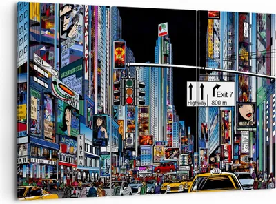 Produktbild von Bild auf Leinwand - Leinwandbild - Manhattan New York Straße - 105x70cm - Wand Bild - Wanddeko - Leinwanddruck - Bilder - Kunstdruck - Wanddekoration - Leinwand bilder - Wandkunst - CE105x70-2720