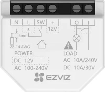 Diagram showing the wiring and specifications of a smart plug.