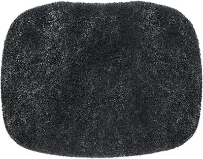 A dark gray, fluffy filter for a deep fryer.