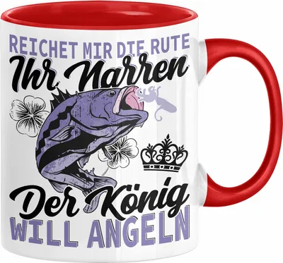 Produktbild von Angler Geschenk Tasse Spruch Männer Angeln Geschenkidee Kaffee-Becher Fischer Angeln (Rot)