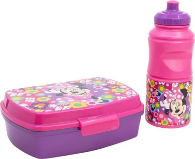 Zdjęcie produktu dla Zestaw 2 butelek dla dzieci Disney Minnie Mouse (380 ml) i pojemnik na lunch