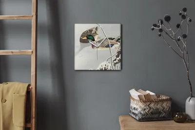 Produktbild von Coloray Hodiny Unikátní 30x30 cm  Tiché hodiny Pro obývací pokoj a kuchyň Nástěnné hodiny Plátno Bílé ručičky hodin - Zvířata ptáci voda