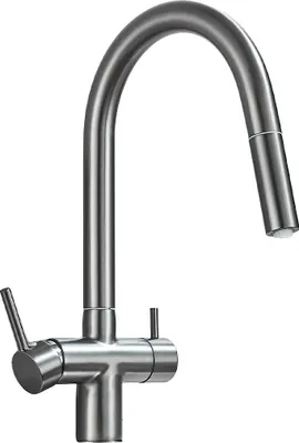 Obrázek produktu pro Kuchyňská baterie, otáčení o 360 stupňů, dvojitá rukojeť, šedá