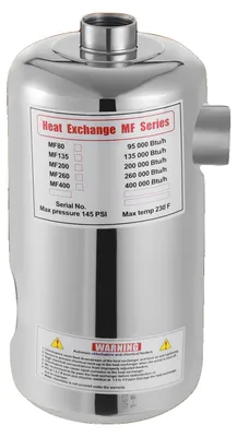Obrázok produktu pre Výmenník tepla pre ohrev bazénovej vody, výkon 28 kW, výstupný výkon 28 kBtu/h, maximálna teplota 120 °C, prietok bazénovej vody 150 l/min, prietok teplej vody 18 l/min