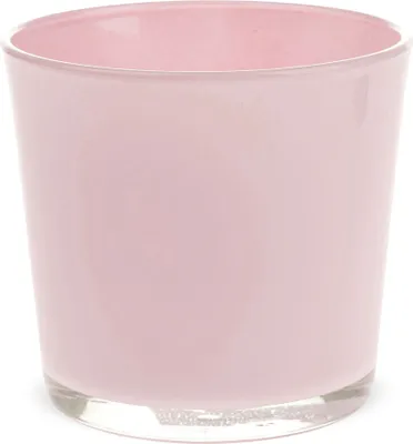 Produktbild von Glastopf Pflanzgefäß Teelichtglas rund Übertopf rosa 11,5 cm