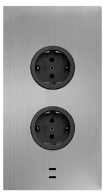 Produktbild von Caressi Ecksteckdose 2fach mit 2x USB, Edelstahl schwarz, 230V