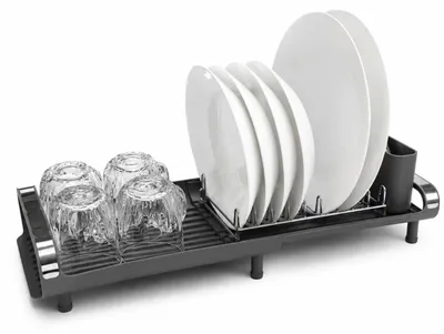 Abtropfgestell, ausziehbar, mit Besteckhalter, 27,3–49,2 cm, silber