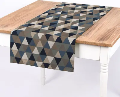 Produktbild von SCHÖNER LEBEN. Tischläufer Halbpanama Leinenlook Dreiecke blau grau
