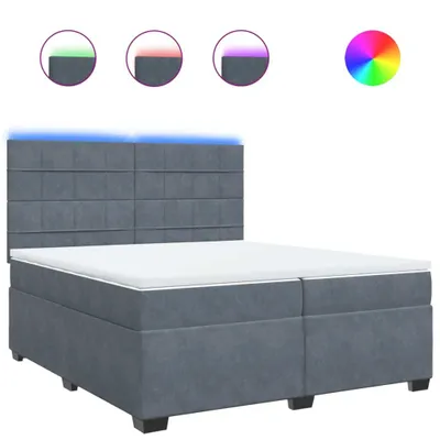 Produktbild von Boxspringbett mit Matratze Dunkelgrau 200x200 cm Samt