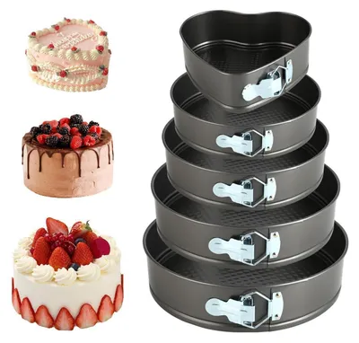 Immagine prodotto di Set di stampi per torte a cerniera, acciaio, antiaderente, 20-28 cm, neri, 5 pezzi