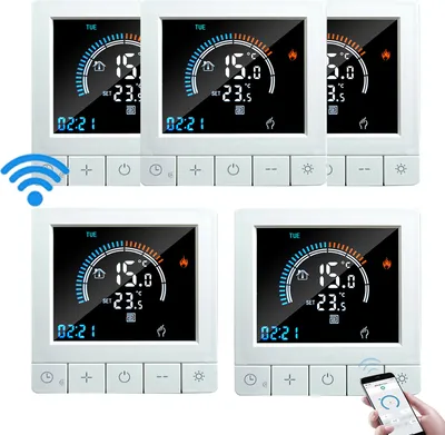 Obrázok produktu pre 5X programovateľný digitálny termostat s detskou poistkou, WiFi LCD izbový termostat NTC senzor, 16A elektrické vykurovanie, teplá podlaha, podlahové vykurovanie pod omietku, nástenný termostat vnútorný teplomer, biely