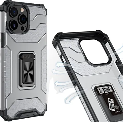 Image de Crystal Ring Case Etui Hybride Blindé + Support Magnétique Iphone 12 Pro Max Noir