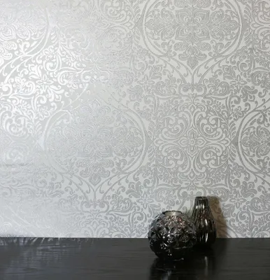 Produktbild von NEWROOM Tapete Grau Vliestapete Ornament - Barocktapete Barock Grau Glanz Luxus Glamour