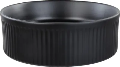 Produktbild von BELIANI Waschbecken Schwarz Keramik Rund ⌀ 37 cm Geriffelt ohne Überlauf ohne Ablaufgarnitur Badezimmer Waschschale Waschtisch Aufsatzwaschbecken