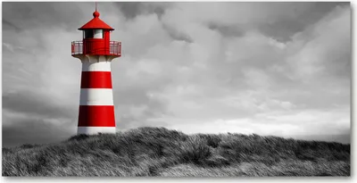 Produktbild von Tulup® Glas-Bild - 100x50 -Wandkunst - Wandbild hinter gehärtetem Sicherheitsglas  - Sehenswürdigkeiten & Architektur - Leuchtturm - Rot