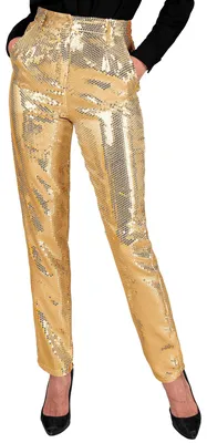 Imagen del producto de W WIDMANN MILANO - Moda para fiestas - Pantalón de lentejuelas para mujer – Dorado