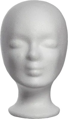 Produktbild von Styroporkopf mit 54 cm Kopfumfang, 26,5 cm Höhe und Stativloch für Perücken