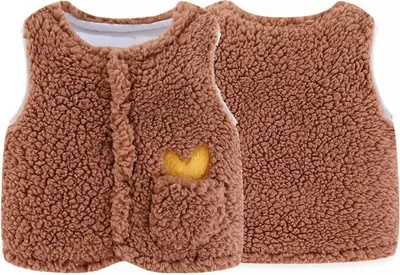 Produktbild von Gemütliche Flanell-Winterweste für Kleinkinder - Warmer ärmelloser Mantel für Jungen und Mädchen, Braun, 80
