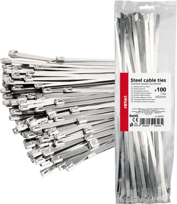 Produktbild von Metallkabelbinder Edelstahl 7.9x400mm 100 Stück - Hochwertig & Robust