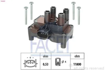 Produktbild von FACET 9.6432 Zündspule für FORD Fiesta Mk5 Schrägheck (JH1, JD1, JH3, JD3) Focus II Schrägheck (DA, HCP, DP) Focus II Kombi (DA, FFS, DS) für VOLVO