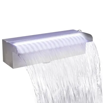 Image de vidaXL Cascade de piscine Fontaine avec LED Rectangulaire Acier inoxydable 30 cm