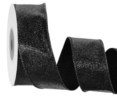 Glitzerband mit Drahtkante, 4 cm x 10 m, schwarz