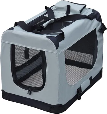 Immagine prodotto di Trasportino per animali - Cesto pieghevole - Trasporto sicuro - Struttura leggera - 70x52x50 cm - Grigio