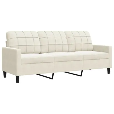 Zdjęcie produktu dla Sofa 3-osobowa, kremowy, 180 cm, tapicerowana aksamitem