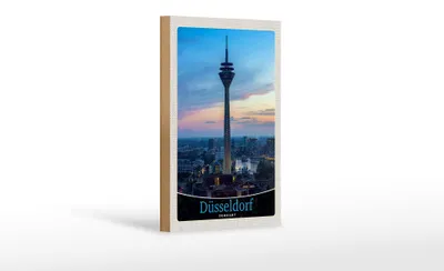 Produktbild von Holzschild Reise 12x18 cm Düsseldorf Fernsehturm Ausblick Trip