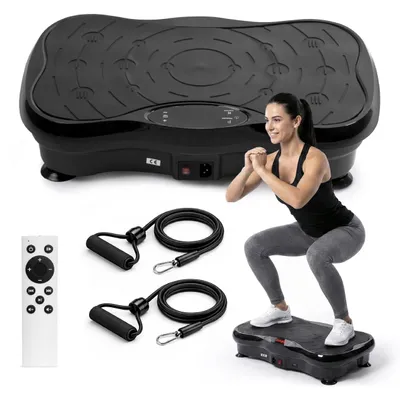 Productafbeelding van Trilplaat Fitness Met Weerstandsbanden - 5 Programma's En 99 Snelheden - Compact 7 Kg - Zwart - Full Body Workout