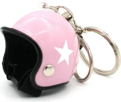 Produktbild von Helm XL Retro Star Schlüsselanhänger – Motorrad Helm Anhänger mit Verschluss – Ø 45 mm S133 Rosa