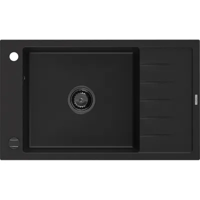 Zdjęcie produktu dla Mexen Elias zlewozmywak granitowy 1-komorowy z ociekaczem 795 x 480 mm, czarny, syfon czarny - 6511791005-77-B