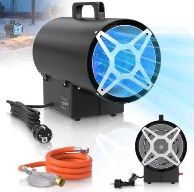 Produktbild von LZQ Gasheizgebläse 15kW, Gas Heizgerät mit Druckregler & Überhitzungsschutz, für Werkstätten & Industrie