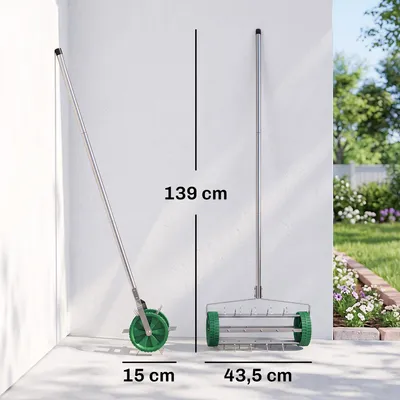 Obrázok produktu pre Outsunny prevzdušňovač trávnika valcový prevzdušňovač trávnika s nastaviteľnou dĺžkou rukoväte Green+Silver