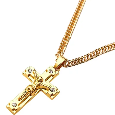Produktbild von Elegante Goldkette mit Kreuz CR-38717 - 60cm KP38717
