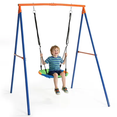 Immagine prodotto di Struttura per altalena FCH con altalena a nido, altalena per bambini, resistente alle intemperie, per giardino e parco giochi