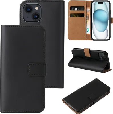 Produktbild von Handy Hülle für Apple iPhone 15 Plus Klapphülle Bookcase Flip Cover Handy Tasche Etui Farbe: Schwarz