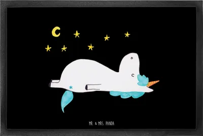Produktbild von Mr. & Mrs. Panda Schmutzmatte Einhorn Sternenhimmel 60 x 90 cm - Schwarz - Geschenk, Bodenvorleger, Fußabtreter, Unicorn, Verrückt, fußmatte, Sterne, Fussmatte, Einhörner